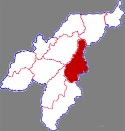 徳州市中の臨邑県の位置