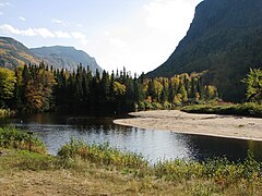 Bottom of the valley of the Malbaie River