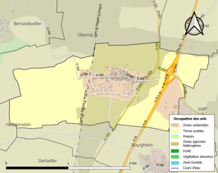 Carte en couleurs présentant l'occupation des sols.