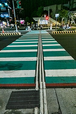 Blind Guide Zebra Crossing in New Taipei City ,Taiwan