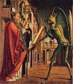 San Agustín y el diablo, una de las tablas del Retablo de los Padres de la Iglesia, de Michael Pacher, ca. 1483-1484.