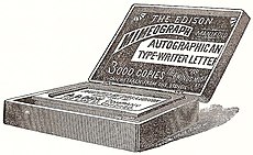 Proscriptio pro Edison Mimeograph, 1889