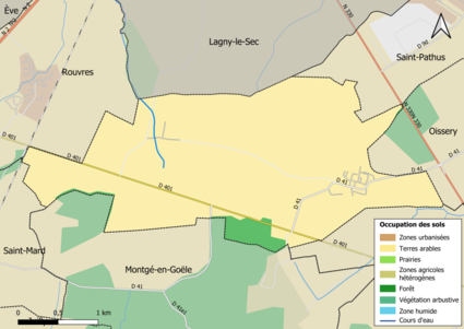 Carte des infrastructures et de l'occupation des sols en 2018 (CLC) de la commune.