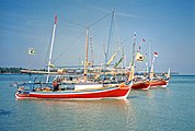 Fishing boats in the main harbour Karimunjawa