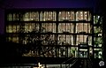 Building of central library of Faculty of Philosophy of Masaryk University in Brno; night shot