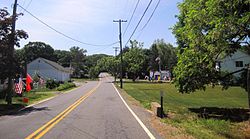 Georgetown-Juliustown Road approaching Main Street in Juliustown