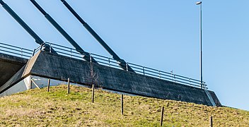 Eilandbrug, cable fixation on the north side of cable-stayed bridge over the IJssel in the A50 near Kampen, east side of the concrete block.