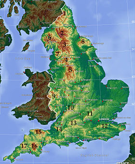 carte : Géographie de l'Angleterre