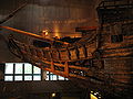 English: The port side of the richly ornamented beakhead of the 17th century warship Vasa