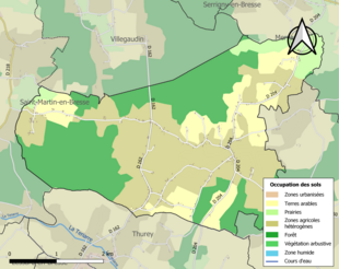 Carte en couleurs présentant l'occupation des sols.