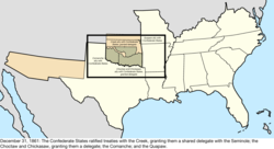 Map of the change to the Confederate States on December 31, 1861