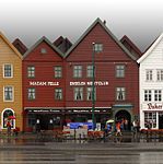 Madam Felle-Restaurant und Pub in Bryggen (Tyskebryggen), dem ehemaligen deutschen Kai in Bergen