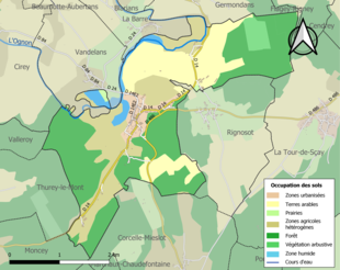 Carte en couleurs présentant l'occupation des sols.