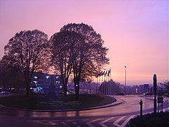 Namur: Puesta de sol sobre la plaza Léopold.