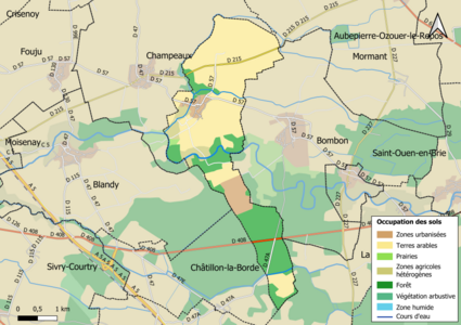 Carte des infrastructures et de l'occupation des sols en 2018 (CLC) de la commune.