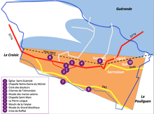 Carte schématique indiquant des emplacements de monuments.