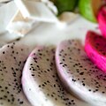 Close-up of slices of white and red 'kaeo mangkon' (dragonfruit)