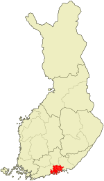 Eastern Uusimaa on a map o Finland