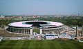 Blick vom Glockenturm auf das Olympiastadion während des Umbaus