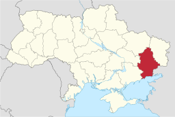 Donetsk oblasts läge i Ukraina.