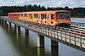 English: Train crossing the Vuosaari metro bridge Suomi: Metro Vuosaaren sillalla