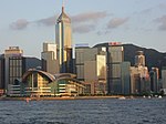 The waterfront of the Hong Kong Island on the opposite coast of the Victoria Harbour, as seen from Tsim Sha Tsui