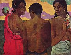 Tres tahitianos (1899), está en la derecha.