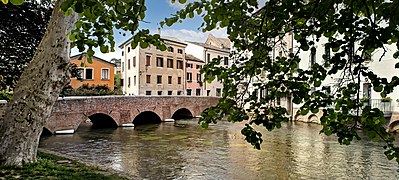 Canale Cagnan and Ponte San Francesco from Treviso Italy