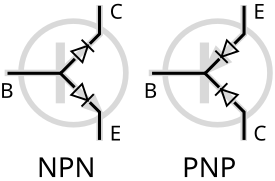 Internal diodes in BJTs