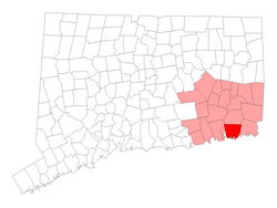 Location within New London County, Connecticut