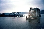 Spuyten Duyvil Swing Bridge am Zulauf vom Spuyten Duyvil Creek in den Hudson River