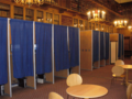 Voting booths are often used so that people are not disturbed when they cast their vote