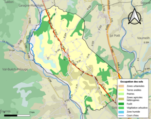 Carte en couleurs présentant l'occupation des sols.