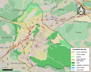 Carte en couleurs présentant l'occupation des sols.