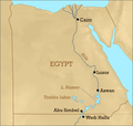 Location of lake Nasser, river Nile.