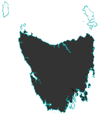 Distribución do Diaño de Tasmania (gris)