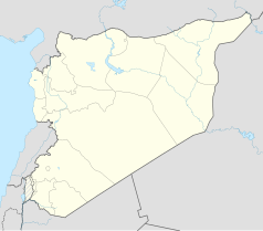 Mapa konturowa Syrii, po lewej nieco u góry znajduje się punkt z opisem „Al-Kunajsa”