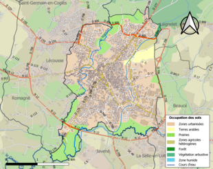 Carte en couleurs présentant l'occupation des sols.