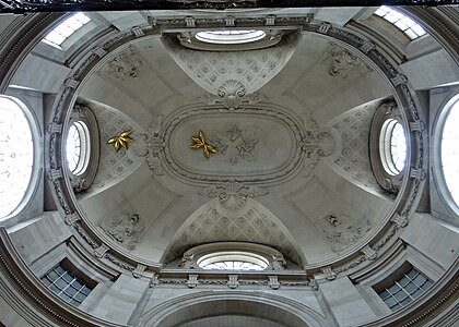 Dome over the Stairway of Honor with gilded bursting pomegranate emblems of Philippe d'Orléans