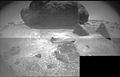 Taken from Sojourner's front stereo camera, this image features the large rock Yogi and hole dug by the front wheel of the rover into the Martian soil. The rover is maneuvering into a position better suited to image Yogi's intriguing features. Mars Pathfinder is the second in NASA's Discovery program of low-cost spacecraft with highly focused science goals. The Jet Propulsion Laboratory, Pasadena, CA, developed and manages the Mars Pathfinder mission for NASA's Office of Space Science, Washington, D.C. JPL is an operating division of the California Institute of Technology (Caltech). The Imager for Mars Pathfinder (IMP) was developed by the University of Arizona Lunar and Planetary Laboratory under contract to JPL. Peter Smith is the Principal Investigator.