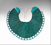 Broad collar of Wah; 1981–1975 BC; faience and linen thread; height: 34.5 cm, width: 39 cm; Metropolitan Museum of Art (New York City)