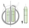 Missiles M45 et M51 dans des coques de SNLE (type Redoutable, à gauche) et de SNLE-NG (type Triomphant, à droite).