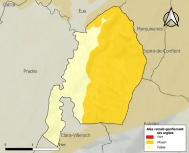 Carte des zones d'aléa retrait-gonflement des argiles.