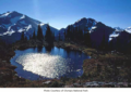 Mt. Carrie (left) and Cat Peak (right) seen from the north at a pond to the east of Haigs Lake