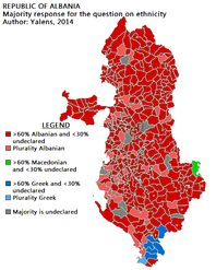 Verteilung der ethnischen Gruppen innerhalb Albaniens (Volkszählung 2011)