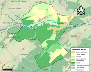 Carte en couleurs présentant l'occupation des sols.