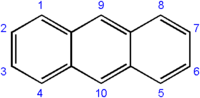 Skeletal formula and numbering system of anthracene