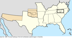 Map of the change to the Confederate States on April 22, 1865