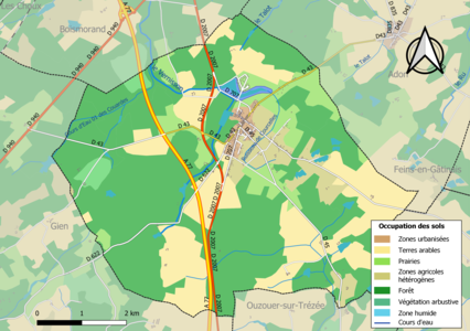 Carte des infrastructures et de l'occupation des sols de la commune en 2018 (CLC).