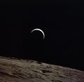 Earthrise as seen by the crew of Apollo 15 near the end of the their mission